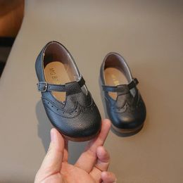 Baby Girls Leather Shoes Spring Korean Style Soft Non-slip Shallow Mary Janes Breatheable Children Flats for School Cute PU 240122