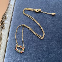 free shipping kendrascotts Jewelry Kendras Scotts Necklace Minimalist k s Temperament Elisa Frame with Diamond Inlaid Oval Geometric Necklace Fashi