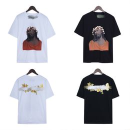 24SS European and American fashion main line kapok vintage portrait short sleeve T-shirt men and women High street vin half sleeve