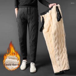 Men's Pants Winter Thick Fleece Sweatpant Windproof Trousers Mountain Skiing Lambswool Thermal Waterproof Cotton