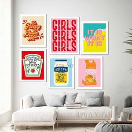 Paintings Nordic Fruit Juice Tomatoes Picture Wall Art Color Quote Girls Home Poster Print Modular Canvas Painting For Kitchen Home Decor