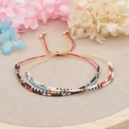 Strand Beaded Bracelet Originality Rainbow Colour Double-deck Hand Knitting Bohemia Adjustable Tide Simple Rice Bead