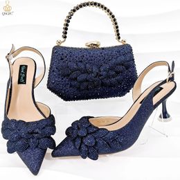 African Italian Design Rhinestone Embellished Laurel Shape Decoration Wear-resistant And Comfortable Pointy Heels 240119