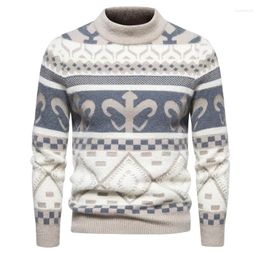 Men's Sweaters Casual Imitation Mink Mens Printing Sweater Crew Neck Knit Fashion Warm