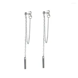 Dangle Earrings 925 Sterling Silver Bar For Women Teen Girls Threader Chain Length 5.7cm Fashion Jewellery