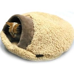 Carrier Winter Warm Cat Bed Soft Plush Kitten Cave House Cosy Puppy Nest Kennel Portable Small Dogs Sleeping Bag Cushion Thicken Pet Bed