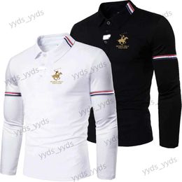 Men's T-Shirts Spring and Autumn Men's Long Sleeve POLO Shirt Fashion Lapel Business Casual Top High Quality Simple T-Shirt T240124