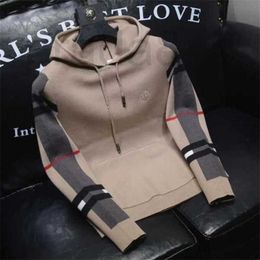 Designer Luxury Men's Hoodies & Sweatshirts Contrast Color Hooded Pullover Knitted Sweater 2024 Spring and Autumn New Casual Versatile Youth Long Sleeve Jacket