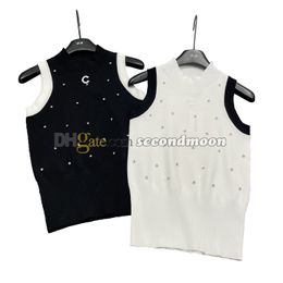 Shiny Crystal Tanks Top Women Contrast Colour Vest Summer Knitted Sport Tops Sexy Slim Fit Vests