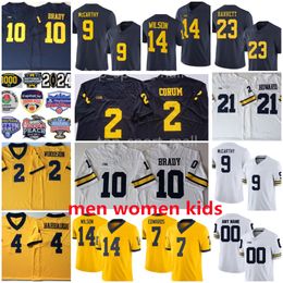 NCAA College Michigan Wolverines 9 JJ McCarthy Jerseys 2 Blake Corum 10 Tom Brady 14 Roman Wilson Donovan Edwards Barrett Colson Howard Charles Woodson Football 2024