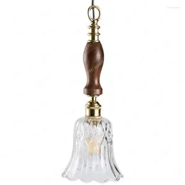 Pendant Lamps Glass Ceramic Chandelier Retro American Household Black Walnut