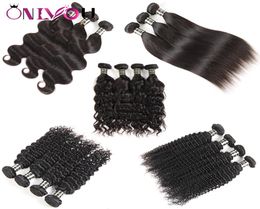 10A Peruvian Straight Virgin Human Hair Weave Extensions Body Wave Deep Kinky Curly Hair Bundles 3 or 4 Bundles per lot Natural Bl3292281