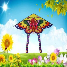 Kite Accessories 90*50cm Stunt Kite Nylon Rainbow Kite Butterfly Outdoor Foldable Children's Kite Control Bar And Line Random Color Outdoor Toy