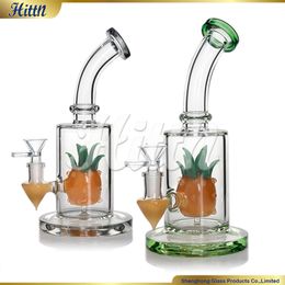 Cheap Pineapple Dab Rig Glass Bong Hookahs Smoking Oil Rigs 9 Inches High Borosilicate Glass Water Pipe with 14mm Joint Green Black for Mother's Day