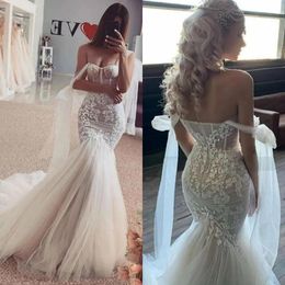 Beach Boho Mermaid Wedding Dress for Bride Illusion Off Shoulder Bridal Gowns for Black Women Girls Tulle Marriage Dress Beach Wedding Gowns D123