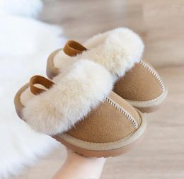 Slipper Fashion Fur Slippers Child Winter Plush Elastic Band Sandals Luxury Slip-on Platform Slides Boys Girls Designer Cotton Home Shoe