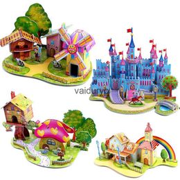 3D Puzzles DIY Puzzle Castle Assembling Model Cartoon House Paper Toy Kid Early Learning Construction Pattern Gift ldren Puzzlevaiduryb