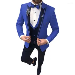 Men's Suits Blazers Pants Vest 3 Pieces Sets / 2024 Fashion Casual Boutique Business Suit Wedding Jacket Coat Trousers Waistcoat