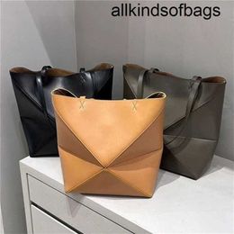 Totes Bag Puzzles Fold Hangbag Genuine Leather Luxury Bags Genuine Leather Designer product folding fashionable simple casual shoulder portable bucket forwq