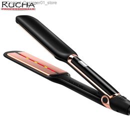 Hair Straighteners RUCHA Infrared Hair Straightener Professional 2 inch Ceramic Tourmaline Flat Iron 450F Fast Heating for Hair Care Styling Tools Q240124