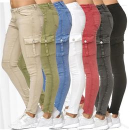 Women's Jeans Woman Spring Autumn 2024 Solid Side Stand Skinny Pencil Pants 7 Colour Plus Size 3XL High Waist Joggers Women Trousers