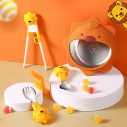 Bowls Cartoon Cute Baby Silicone Bowl Removable Inner Bladder Children's Auxiliary Anti-fall Tableware Set Gadgets