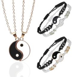 Pendant Necklaces 1 Set Tai Chi Couple For Women Men Friends Yin Yang Paired Pendants Charms Braided Chain Bracelet Necklace6662473