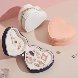 Jewellery Pouches High Capacity Leather Heart Box Travel Organiser Multifunction Necklace Earring Ring Storage Women Gifts