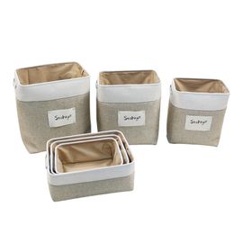 Folding Storage Baskets for Shelves, Cloth Organizer Bins with Handles for Home Closet Bedroom Drawers Organizers