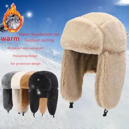 Berets Winter Lei Feng Cap Men And Women Outdoor Cycling Anti-Cold Warm Ear Protection Hat Padded Thickened Male Northeast Face Pro
