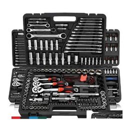 Professional Hand Tool Sets Car Dvr 46Pcs Repair Kit Wrench Set Head Ratchet Pawl Socket Spanner Screwdriver Metalworking H220510 Drop Otfvy