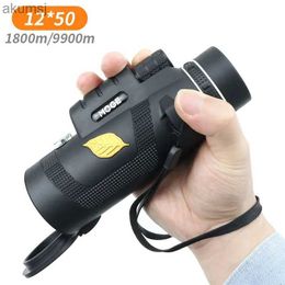 Telescopes 12X50 Powerful Monocular Telescope FMC BAK4 Pocket Birdwatching Smartphone Handheld Binoculars Zoom Camping Waterproof Spyglass YQ240124