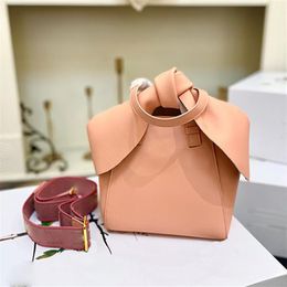 designer Ladies' shopping bucket bag Rabbit leather tote bags letter strap shoulder handbag cute pink black brown bags280Y