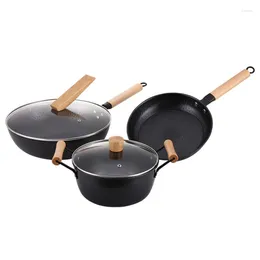 Cookware Sets Kitchenware Wholesale Uncoated Three-piece Wok Set Non-stick Pan
