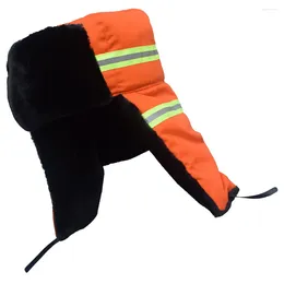 Berets Worker Hat Winter Practical Ear Guard Hats Sanitation Caps Cleaner Outdoor Dust-proof Reflective Strip Head