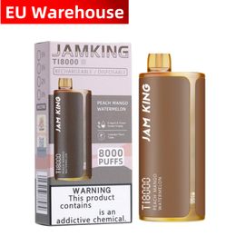 Jam King Ti8000 puffbar disposable vape puff 8000 19ml 2% 3% 5% E-Juice Rechargeable Screen Display Battery Warehouse in German vs savage vape 8000 puffs 7k 9000 10k