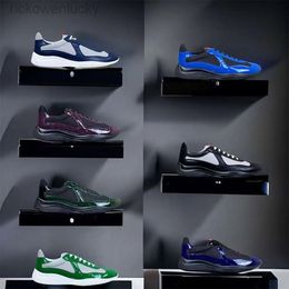 Men Sneakers Flat Shoes Sneakers Casual Trainers Runner Shoe Blue Black Patent Leather Mesh Lace-Up Outdoor Trainers Sport Shoes