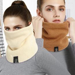 Scarves Plus Fleece Winter Knitted Neck Cover Hats Women Men Soft Thicken Collar Adjustable Warmer Snood Hat Scarf Pure