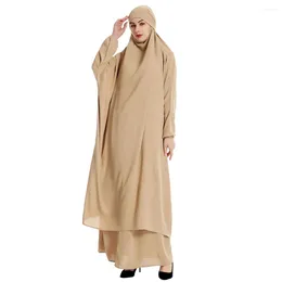 Ethnic Clothing Muslim Prayer Garment Women Turkey Khimar Abaya Set Islamic Arab Hijab Dress Dubai Caftan 2 Piece Ramadan Robe Gown