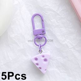 5Pcs Cute Cheese Keychains for Women Men Simulation Cream Cheese Pendant Key Chains Rings Keyring Holder Charm Bag Gifts