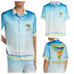 24ss Casablanca shirts Tennis Club hawaiian shirt loose fitting men's and women's trendy casablanc sleeved shirt