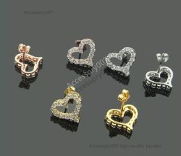 designer jewelry earring Waterproof Luxury diamond heart stud branded logo T engrave jewelry lady studs Classic design earrings elagant women love earrings