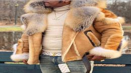 Men039s Wear Imitation Leather Plush Fur Coat Big Fur Collar Winter Collar And Long Sleeves Wool Liner Jackets Coats Y2112213199020