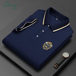 Korean Style Men's Embroidered Short Sleeve Polo Shirt Male Business Lapel Collar Tee Shirts 240119