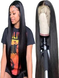 Brazilian Bone Straight Human Hair Wig Transparent Lace 32 34 Inch Synthetic Lace Frontal Wigs For Women1660710