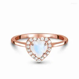 Cluster Rings Selling Love Set Diamond Moonlight Stone Ring In Europe And America Women's Simple With Luxurious Exquisite Jewellery