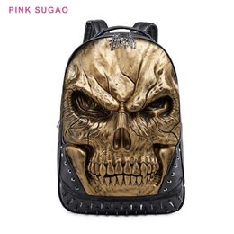 Pinksugao designer backpack Computer backpack men 2020 new fashion embossed three-dimensional skull backpack big ghost face handba195e