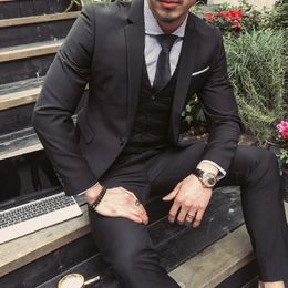 Men's Suits Mens Suit Groom Wear Notched Lapel Business Casual Tailor Made Slim Fit 3 Piece (Jacket Vest Pants) Costume Homme