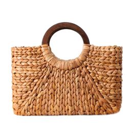 Designer- Women Vintage Rattan Handbag Female Bohemian Summer Beach Straw Bags Lady Simple Weave Bag Handmade Casual Large Tote SS308z