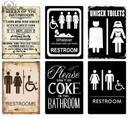 Toilet Sign Plaque Metal Vintage Bathroom Metal Sign Tin Sign Wall Decor for Toilet Bathroom Restroom5588895
